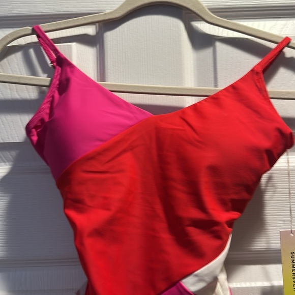 NWT! Summersalt The Marina Lava Red and Hibiscus One Piece Swimsuit 2 bathing - Picture 5 of 9